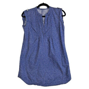 SUNHEE MOON San Francisco Womens Top xs Boho Blue Tunic Cotton‎ Pleated Art